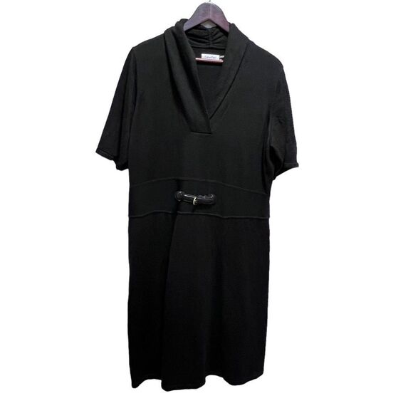 𝅺CALVIN  Klein Black Knit Sweater Dress Size 1x - Picture 1 of 8